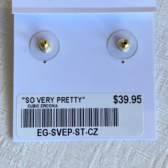 FAC Pave CZ Sparkling Butterly Gold Tone Earrings NWT - Picture 6 of 7